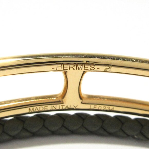Auth HERMES Luli Doubletour - Khaki Gold Leather Hardware L***** Bracelet - Picture 3 of 6